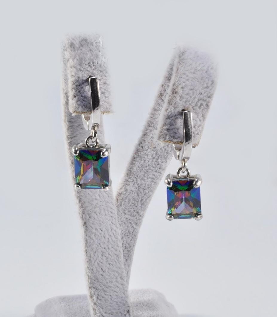 Handmade Unique Mystic Topaz Gemstone Earrings in 925 Sterling Silver,Handcrafted Mystic Topaz Earring, Gift for Her