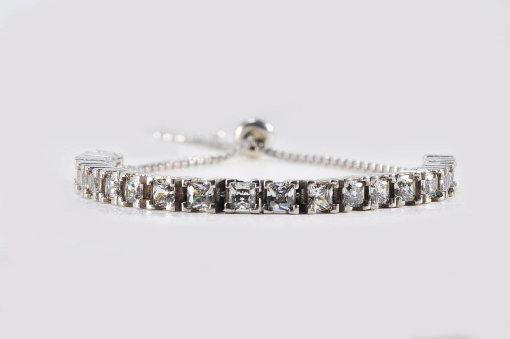 Dazzling Zircon Gemstone Bracelet in 925 Sterling Silver – Handcrafted Adjustable Elegance