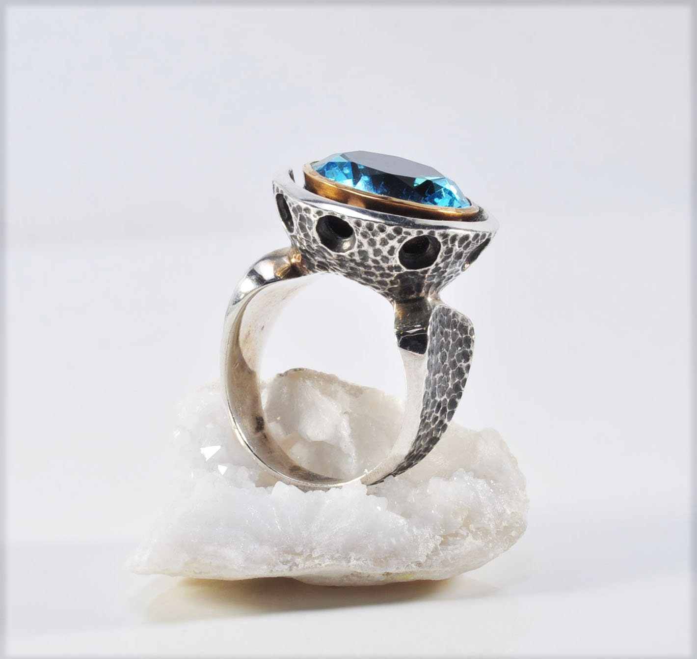 Handmade Aquamarine Silver Ring, Handcrafted Aquamarine Jewelry, 925 Sterling Silver AquamarineRing,Gift for her