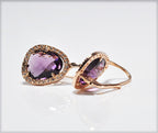Handcrafted Amethyst & Zircon Silver Earrings: Spiritual Jewelry