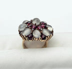 Handmade Garnet and Moonstone Sterling Silver Ring