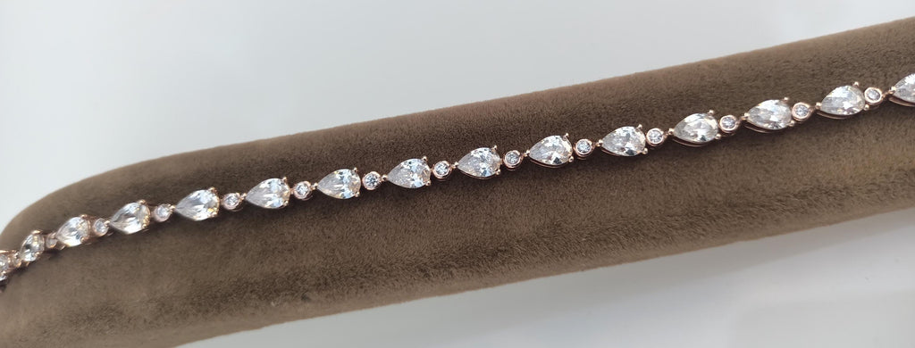 Handmade Genuine Zircon Gemstone Rose Silver Bracelet, Zircon Bracelet Jewelry,Handcrafted, Gift For Her, Wedding Gift