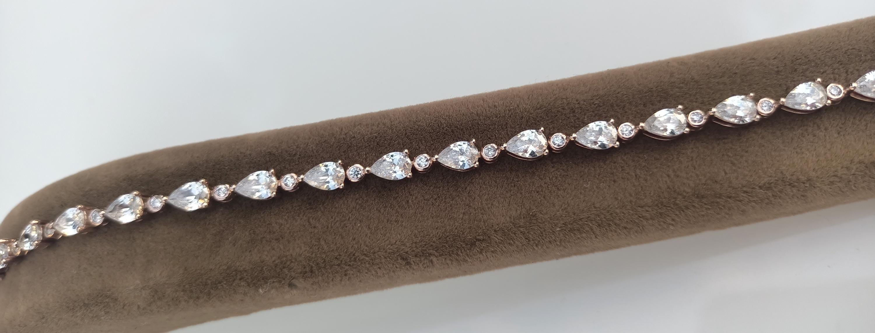 Handmade Genuine Zircon Gemstone Rose Silver Bracelet, Zircon Bracelet Jewelry,Handcrafted, Gift For Her, Wedding Gift