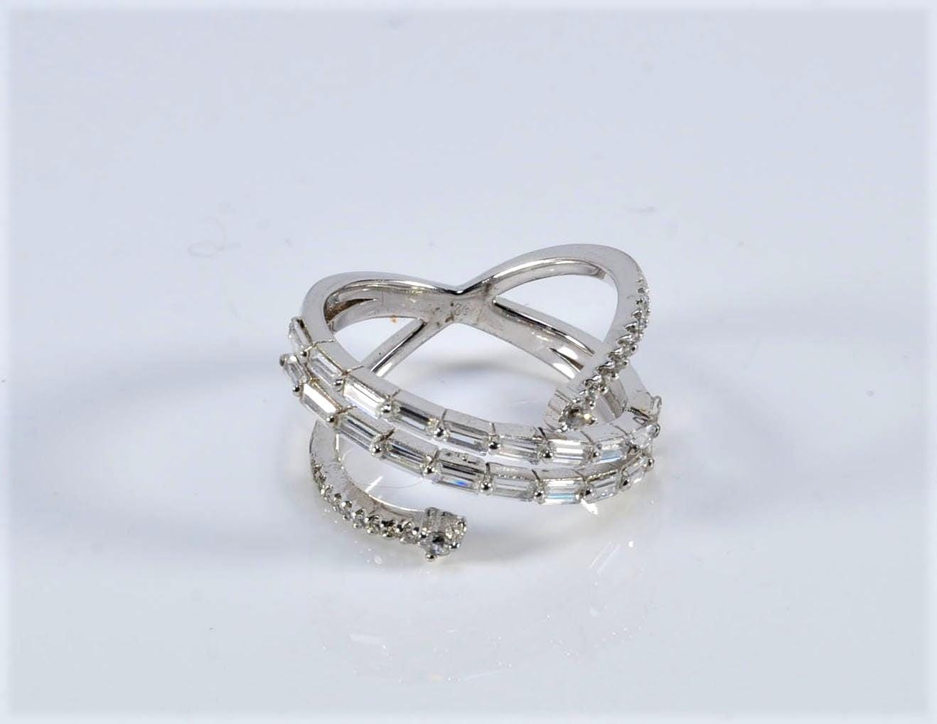 Handmade Baquette Zircon Silver Ring, Handcrafted Baquette Zircon Ring Jewelry,Wedding Ring Gift, Anniversary Gift,Gift for Her