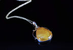 Handmade Amber Silver Necklace,925 Sterling Silver Genuine Authentic Necklace, Amber Gemstone Jewelry Gift for Her