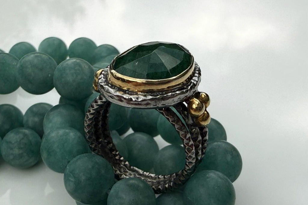 Handmade Genuine Emerald 925 Sterling Silver Ring, Handcrafted Emerald Ring Jewelry,Wedding Ring Gift, Anniversary Gift,Gift for Her