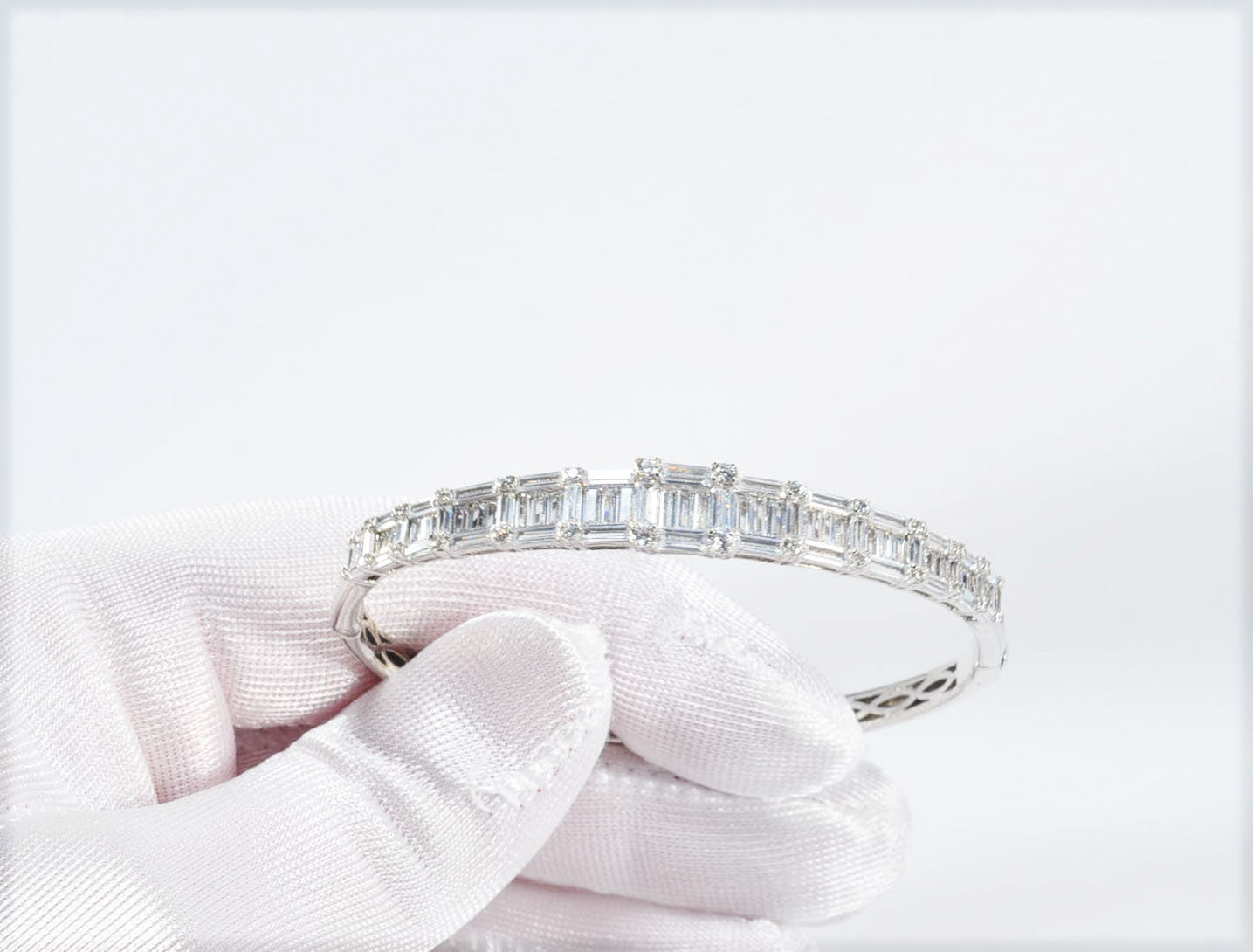 Handmade Baguette Zircon 925 Sterling Silver Bracelet, Wedding Jewelry