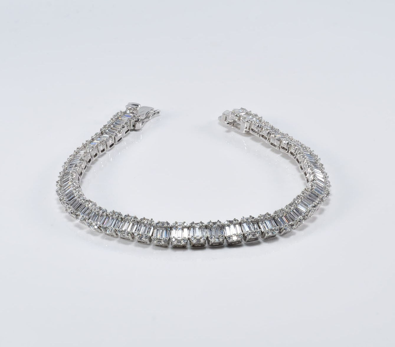 Handmade Genuine Baguette Zircon Gemstone Silver Bracelet, Zircon Bracelet Jewelry,Handcrafted, Gift For Her, Wedding Gift