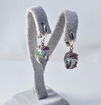 Handmade Genuine Natural Mystic Topaz Silver Earring,Mystic Topaz Earring Jewelry,Handcrafted Earring Gift for Her
