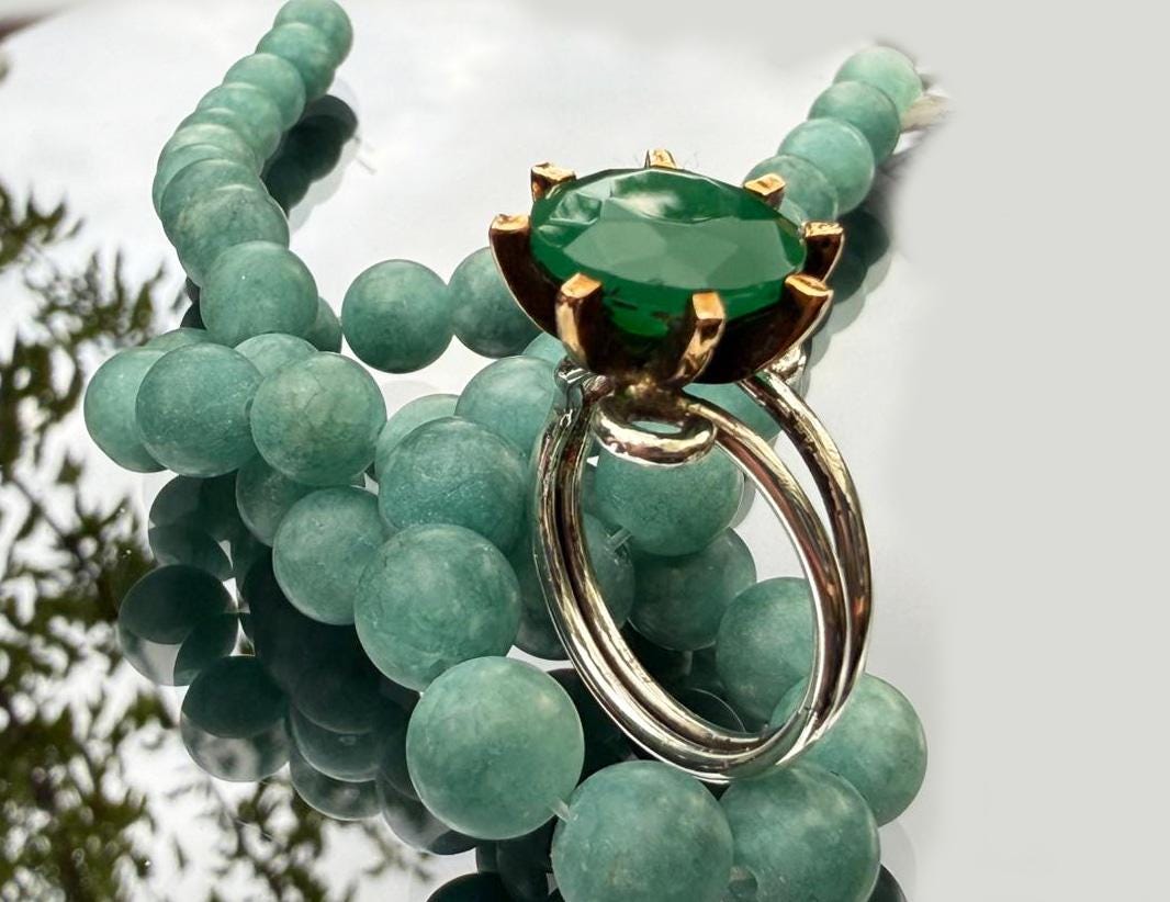 Handmade Green Agate Ring: 925 Sterling Silver, Harmony Jewelry