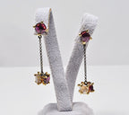 Handmade Tourmaline and Moonstone Silver Dangle Earrings, Gift for Her