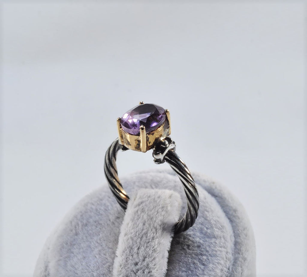 Handmade Genuine Amethyst Silver Ring, Handcrafted Amethyst Jewelry,Wedding Ring Gift, 925 Sterling Silver Amethyst Ring,Gift for her