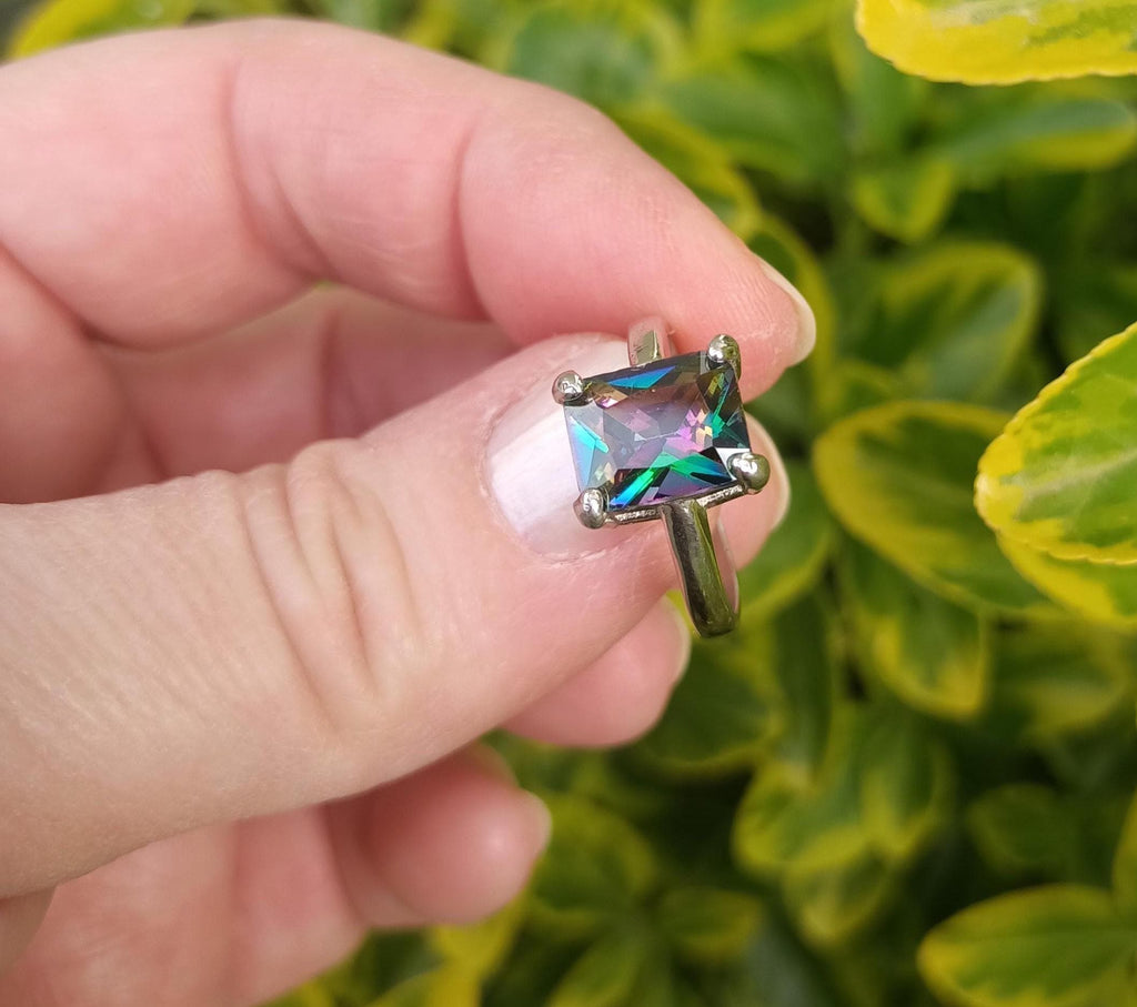 Handmade Genuine Mystic Topaz Silver Ring, Mystic Topaz Sterling Silver Jewelry,Mystic Topaz Gemstone Ring,Anniversary Ring Gift for Her