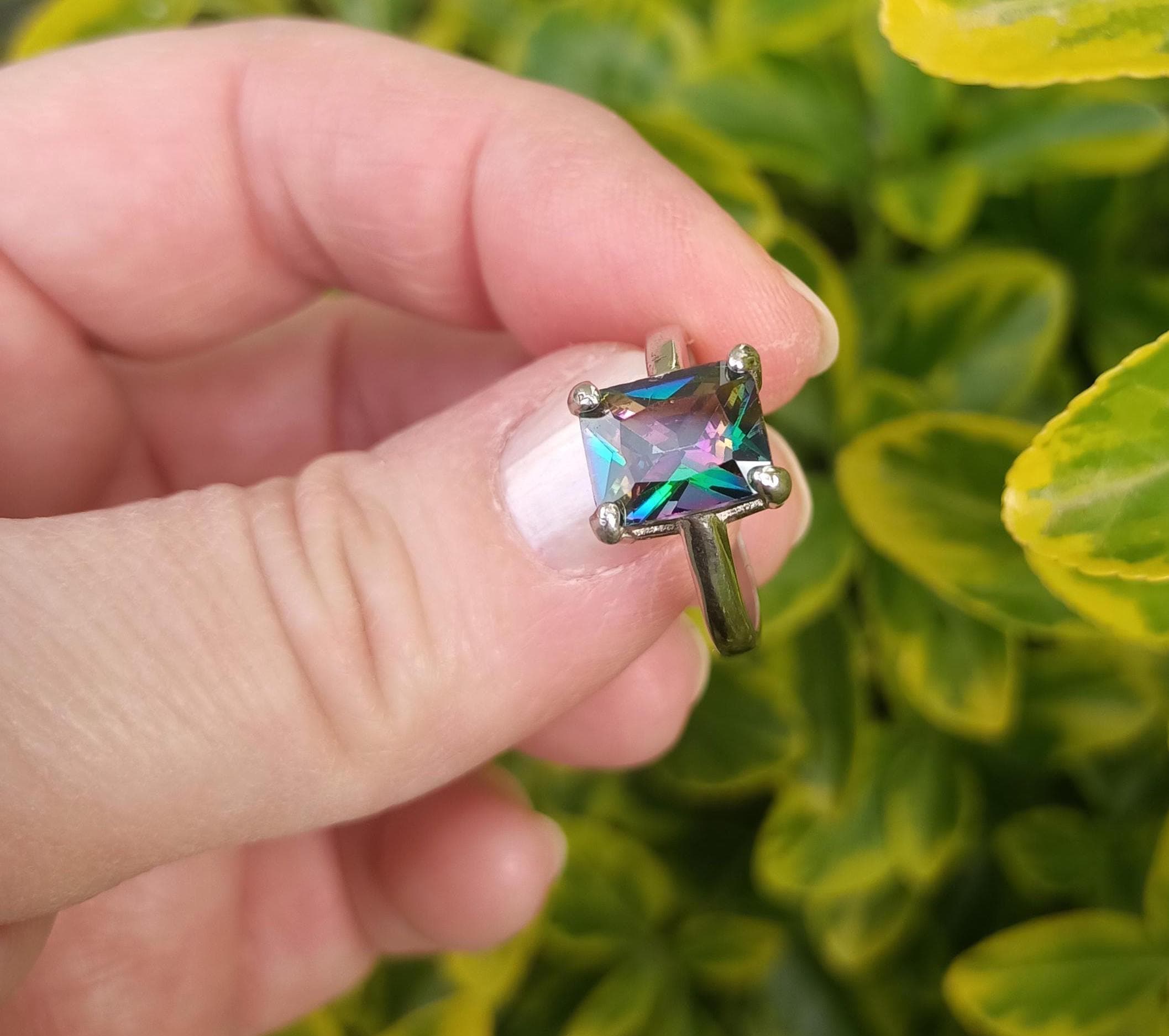 Handmade Genuine Mystic Topaz Silver Ring, Mystic Topaz Sterling Silver Jewelry,Mystic Topaz Gemstone Ring,Anniversary Ring Gift for Her