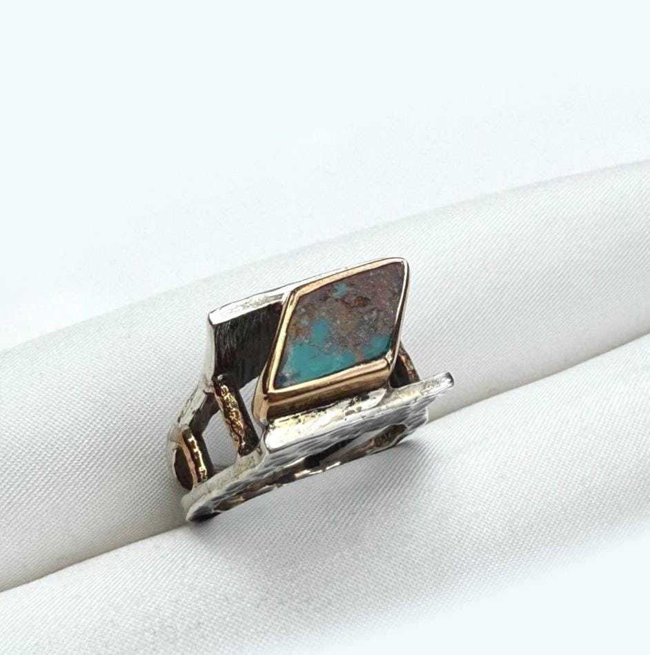 Handmade Turquoise Ring: 925 Sterling Silver Band, Artisan Jewelry