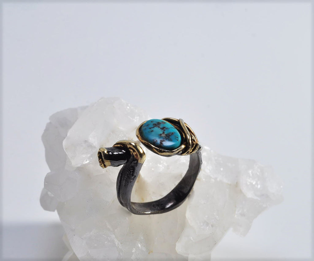 Handmade Turquoise Ring: 925 Sterling Silver Band, Natural Gemstone