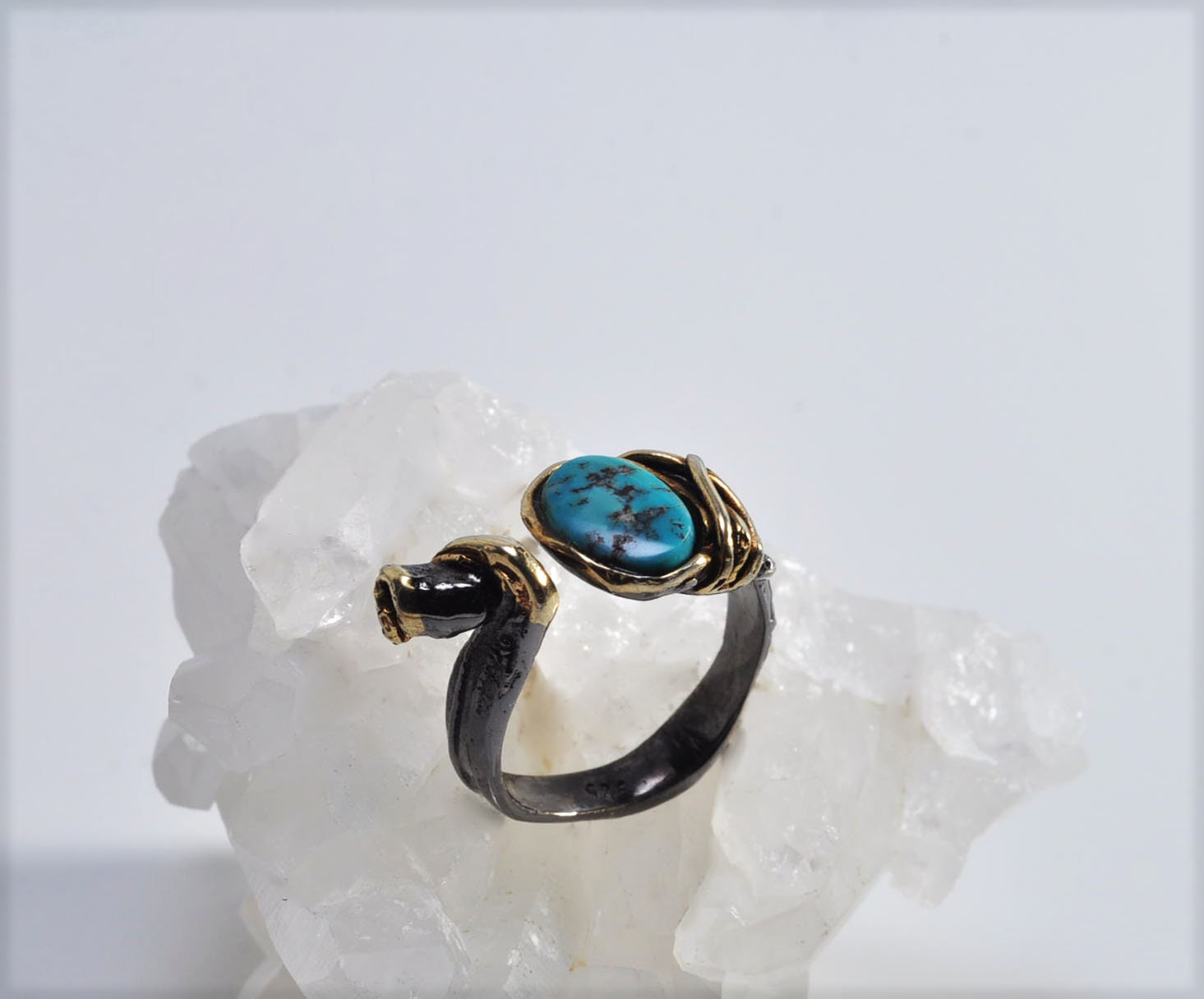 Handmade Turquoise Ring: 925 Sterling Silver Band, Natural Gemstone