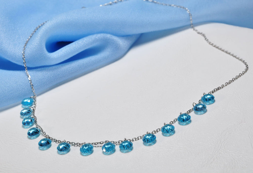 Handmade Aquamarine Sterling Silver Necklace, March Birthstone Jewelry
