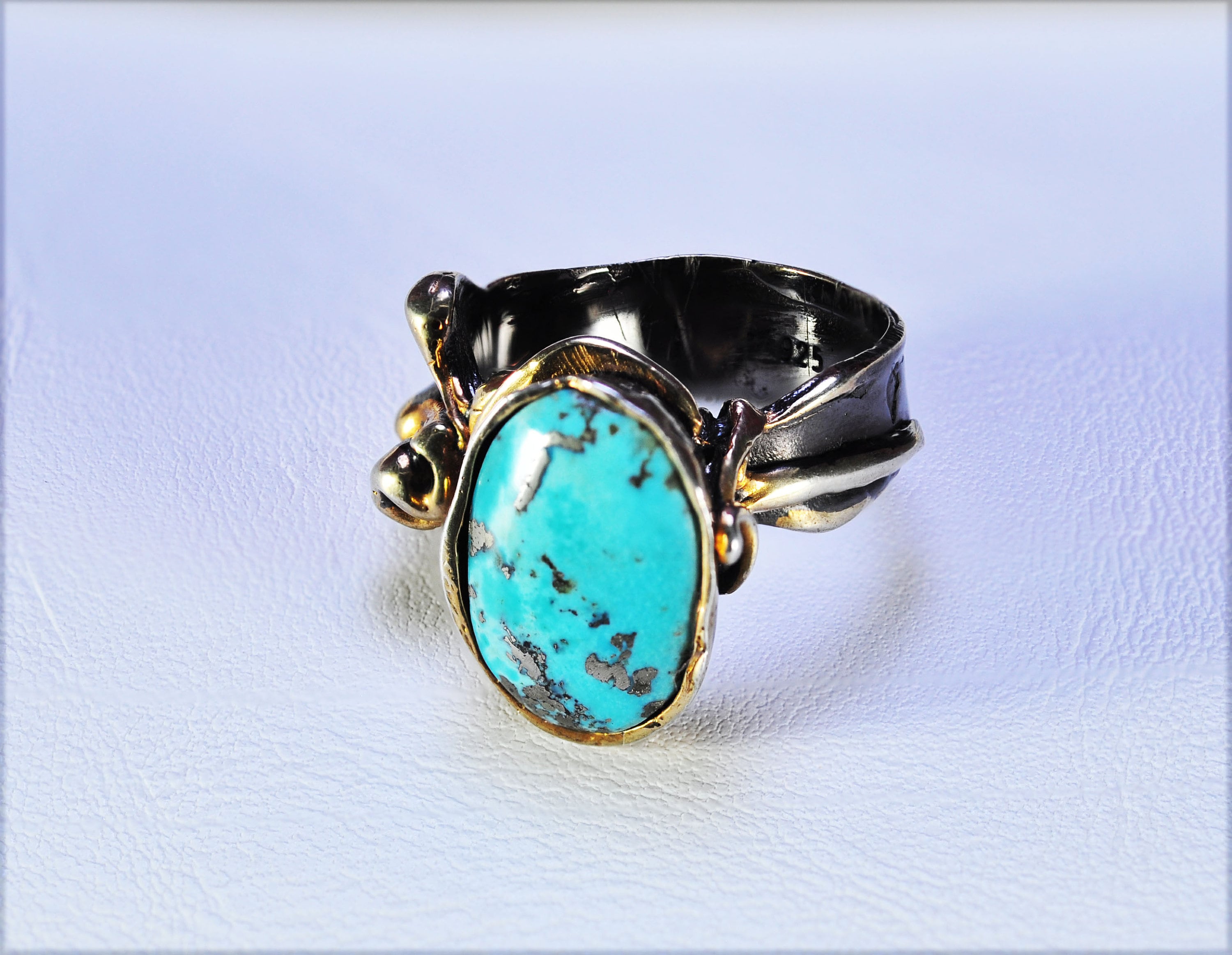 Handmade Genuine Turquoise Silver Ring,Turquoise Jewelry,Blue Turquoise Ring,Handcrafted Turquoise Ring