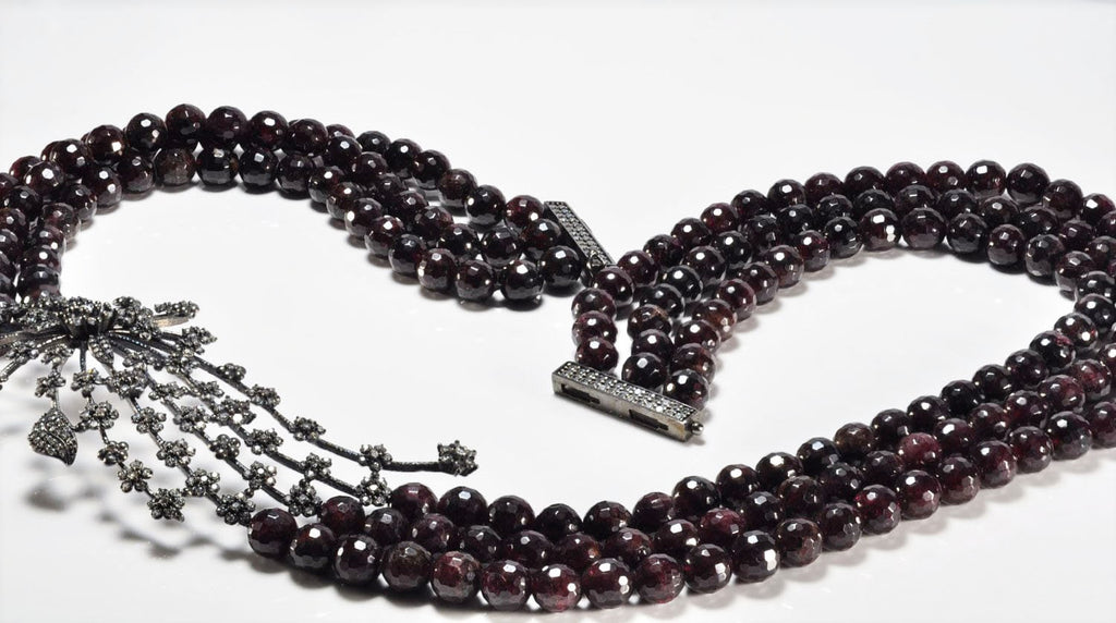 Handmade Garnet and Zircon Silver Necklace,925 Sterling Silver Genuine Authentic Necklace, Garnet and Zircon Gemstone Jewelry Gift for Her