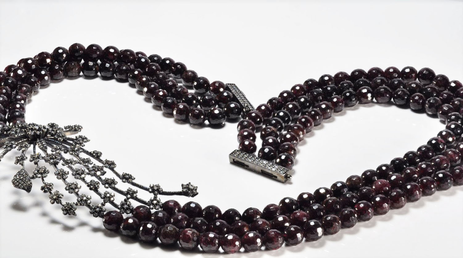 Handmade Garnet and Zircon Silver Necklace,925 Sterling Silver Genuine Authentic Necklace, Garnet and Zircon Gemstone Jewelry Gift for Her