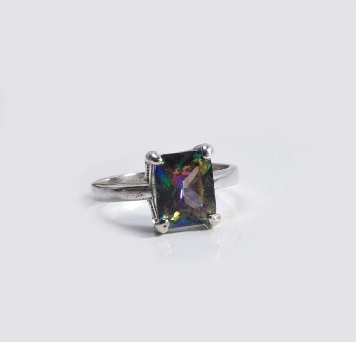 Handmade Genuine Mystic Topaz Silver Ring, Mystic Topaz Sterling Silver Jewelry,Mystic Topaz Gemstone Ring,Anniversary Ring Gift for Her