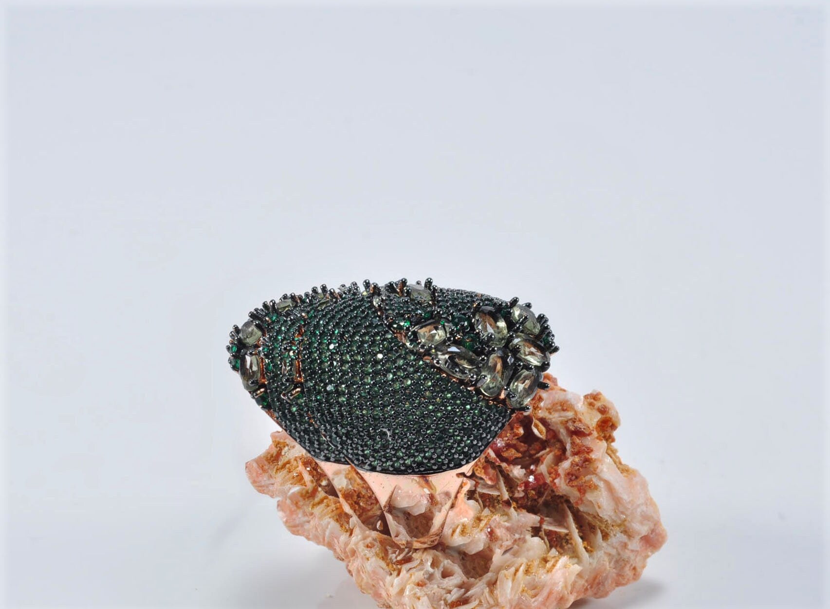 Handmade Emerald and Zircon Silver Ring, Handcrafted Emerald and Zircon Jewelry, 925 Sterling Silver Emerald and Zircon Ring,Gift for Her