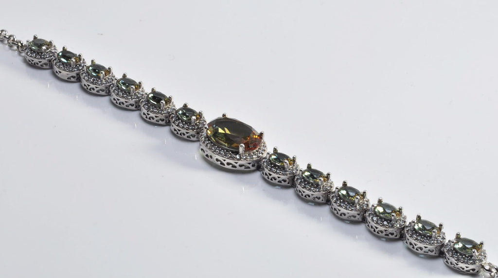 Handmade Color Changing Sultanite Bracelet: Sultanite and Zircon Silver Jewelry