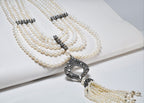 Handmade Pearl and Zircon Silver Necklace,925 Sterling Silver Genuine Authentic Necklace, Pearl and Zircon Gemstone Jewelry Gift for Her