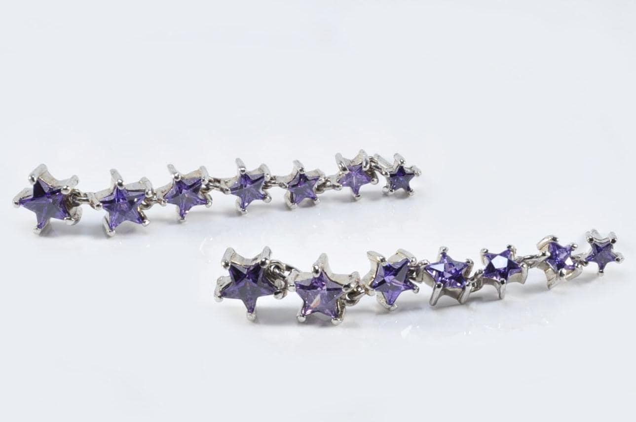 Handmade Amethyst Star Silver Earrings: February Birthstone Jewelry
