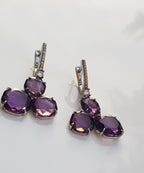 Handmade Amethyst and Zircon Silver Earrings: February & December Birthstones