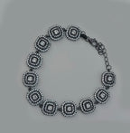 Handmade Zircon Gemstone Bracelet: Black Silver Jewelry Gift