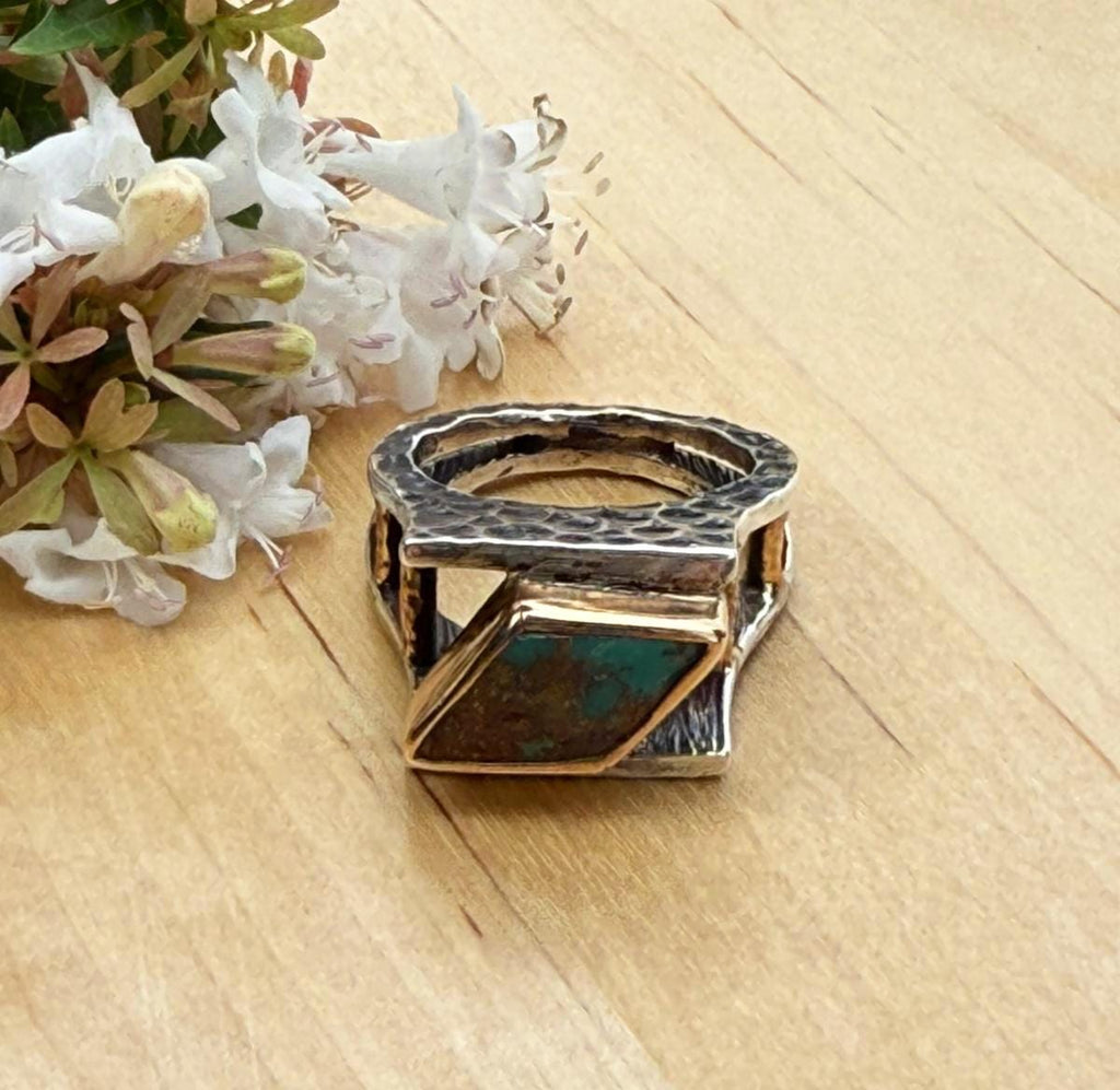 Handmade Turquoise Ring: 925 Sterling Silver Band, Artisan Jewelry