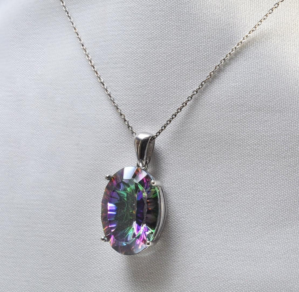 Handmade Mystic Topaz 925 Sterling Silver Necklace - Gemstone Jewelry