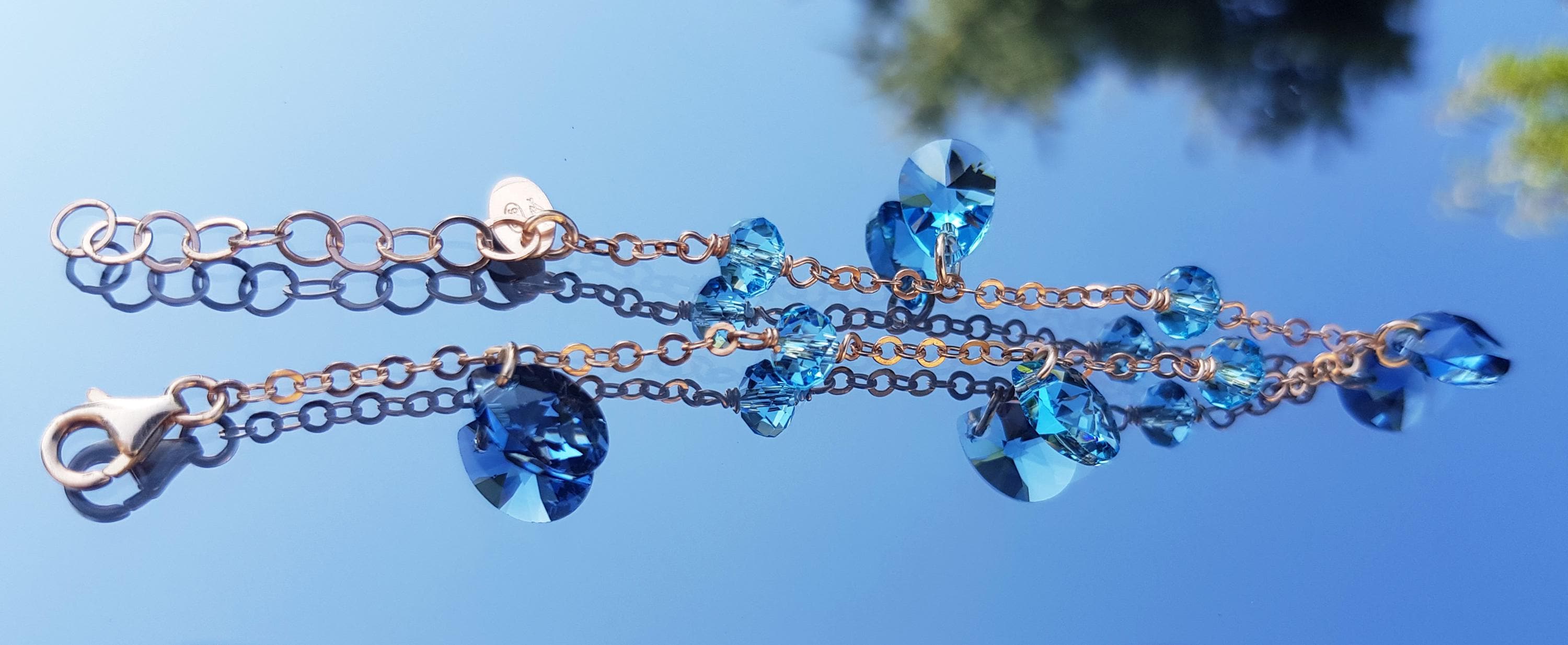Handmade Genuine Aquamarine Rose Silver Bracelet, Handcrafted Aquamarine Bracelet Jewelry,Anniversary Gift for her