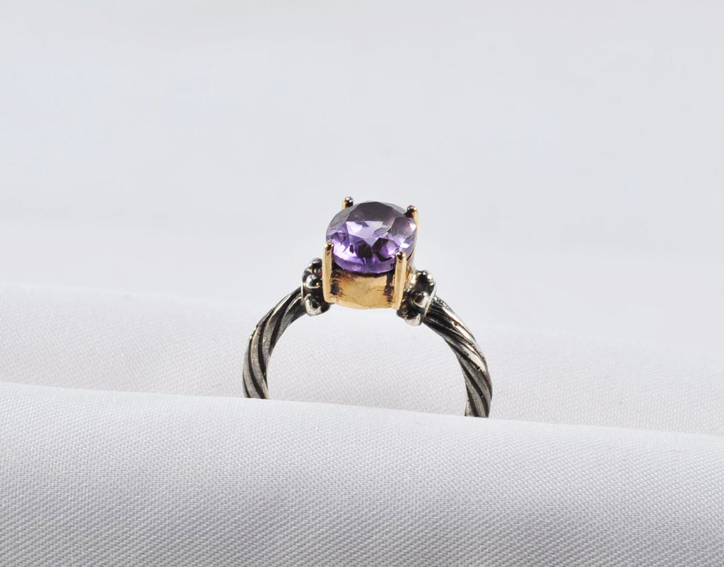 Handmade Genuine Amethyst Silver Ring, Handcrafted Amethyst Jewelry,Wedding Ring Gift, 925 Sterling Silver Amethyst Ring,Gift for her