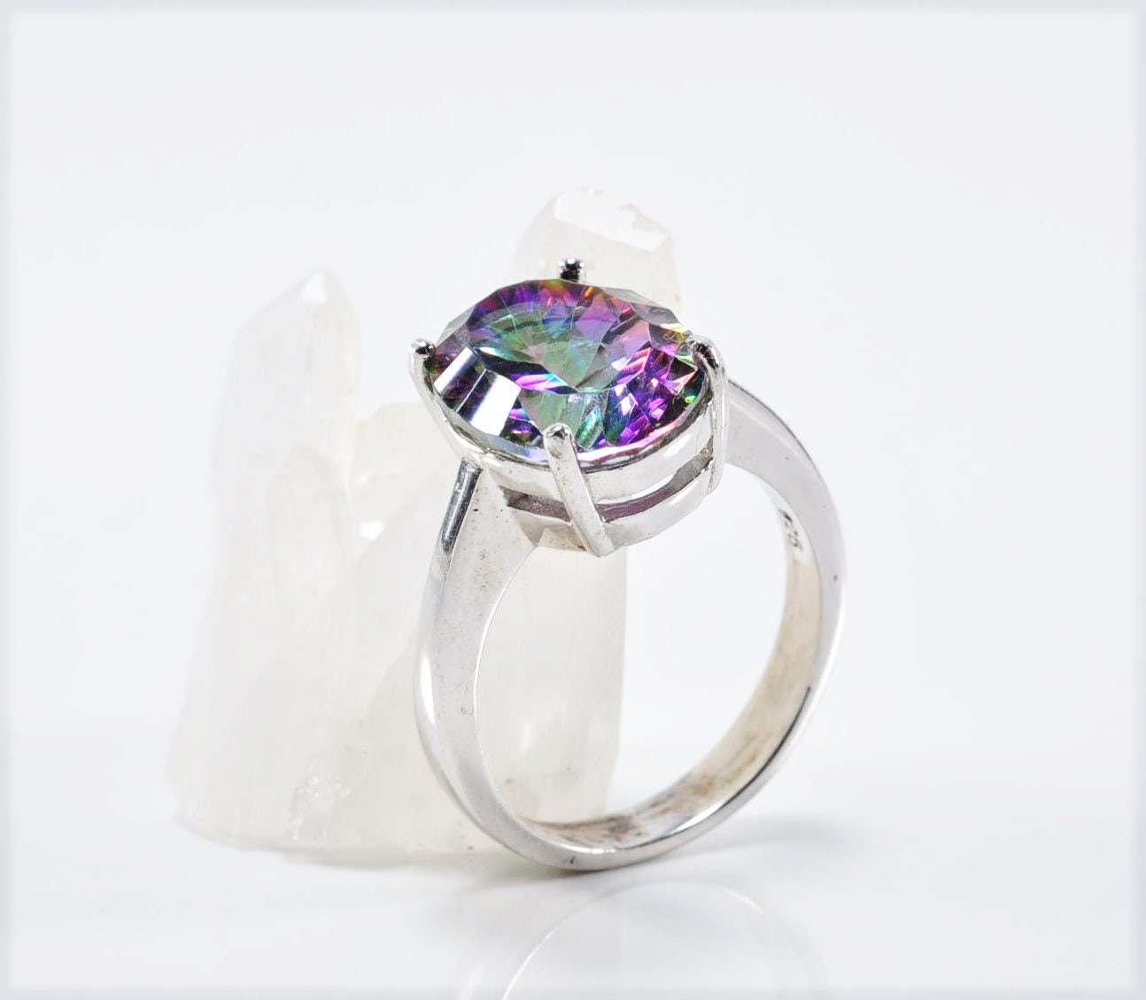 Handmade Mystic Topaz Silver Ring, Handcrafted Mystic Topaz Jewelry,Wedding Ring Gift, 925 Sterling Silver Mystic Topaz Ring,Gift for her