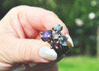 Elegant Aquamarine and Amethyst Sterling Silver Ring, Handmade Jewelry Gift for Her