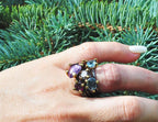Elegant Aquamarine and Amethyst Sterling Silver Ring, Handmade Jewelry Gift for Her