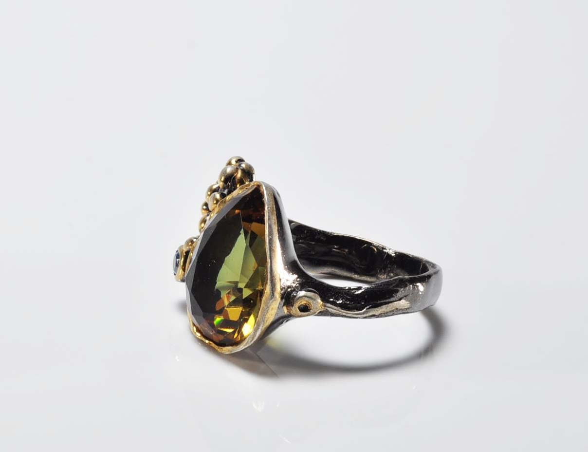 Handmade Sultanite Color Changing Ring: Art Deco Sterling Silver