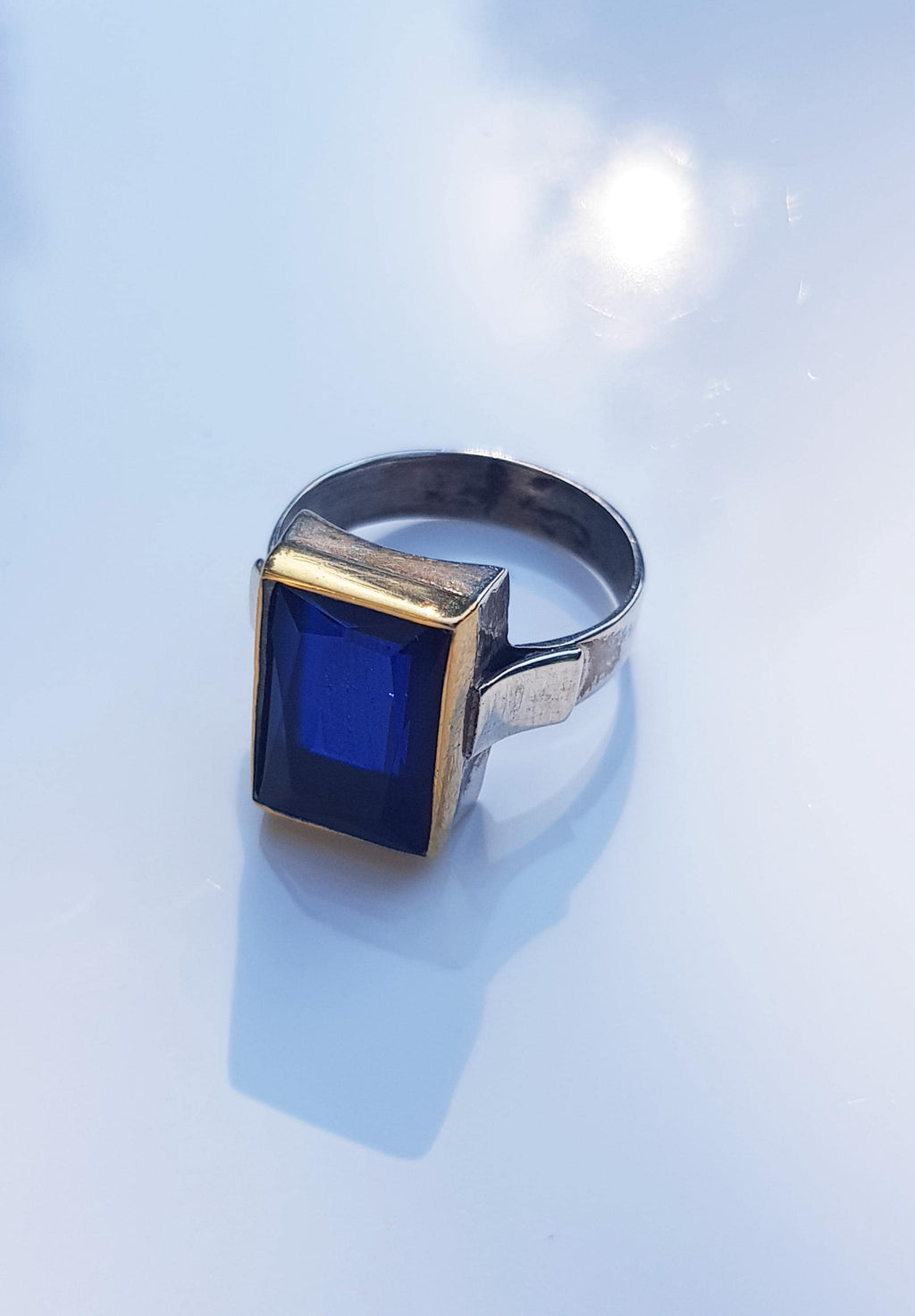 Handmade Sapphire Ring: 925 Sterling Silver Wedding Band