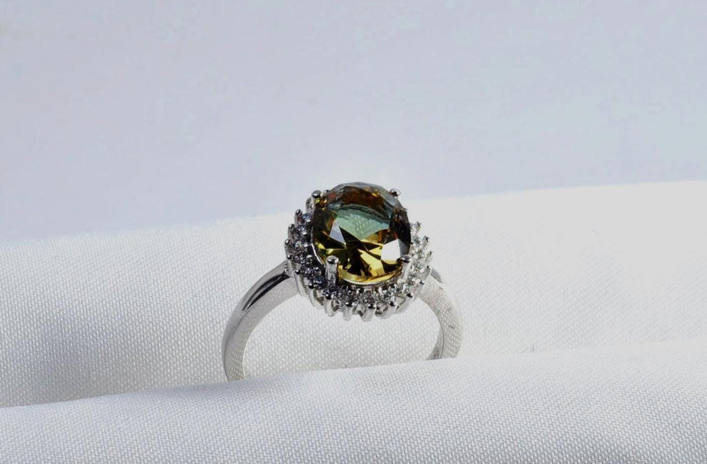 Handmade Sultanite and Zircon Ring in Sterling Silver, Elegant Color‑Changing Gemstone Jewelry
