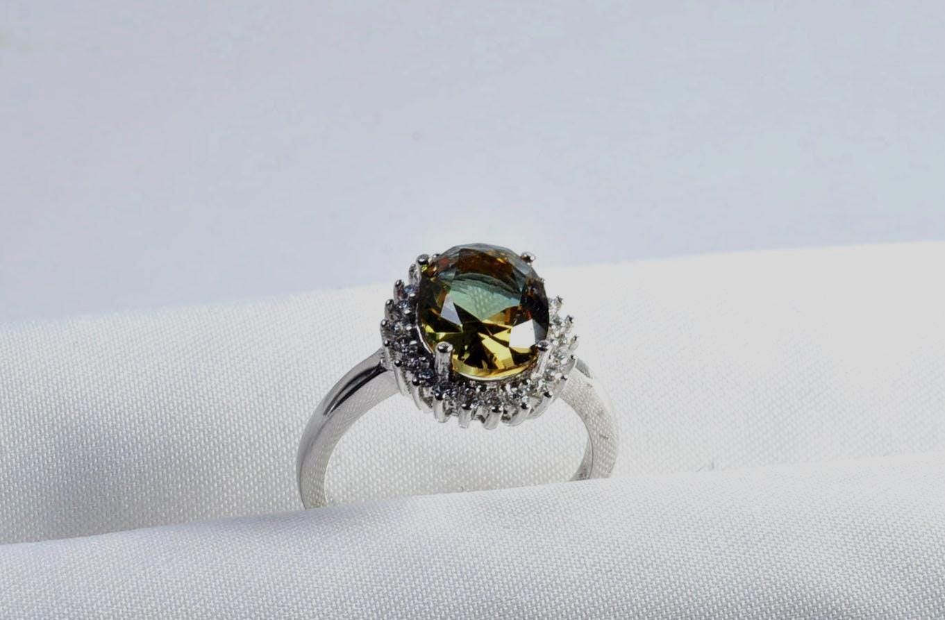 Handmade Sultanite and Zircon Ring in Sterling Silver, Elegant Color‑Changing Gemstone Jewelry
