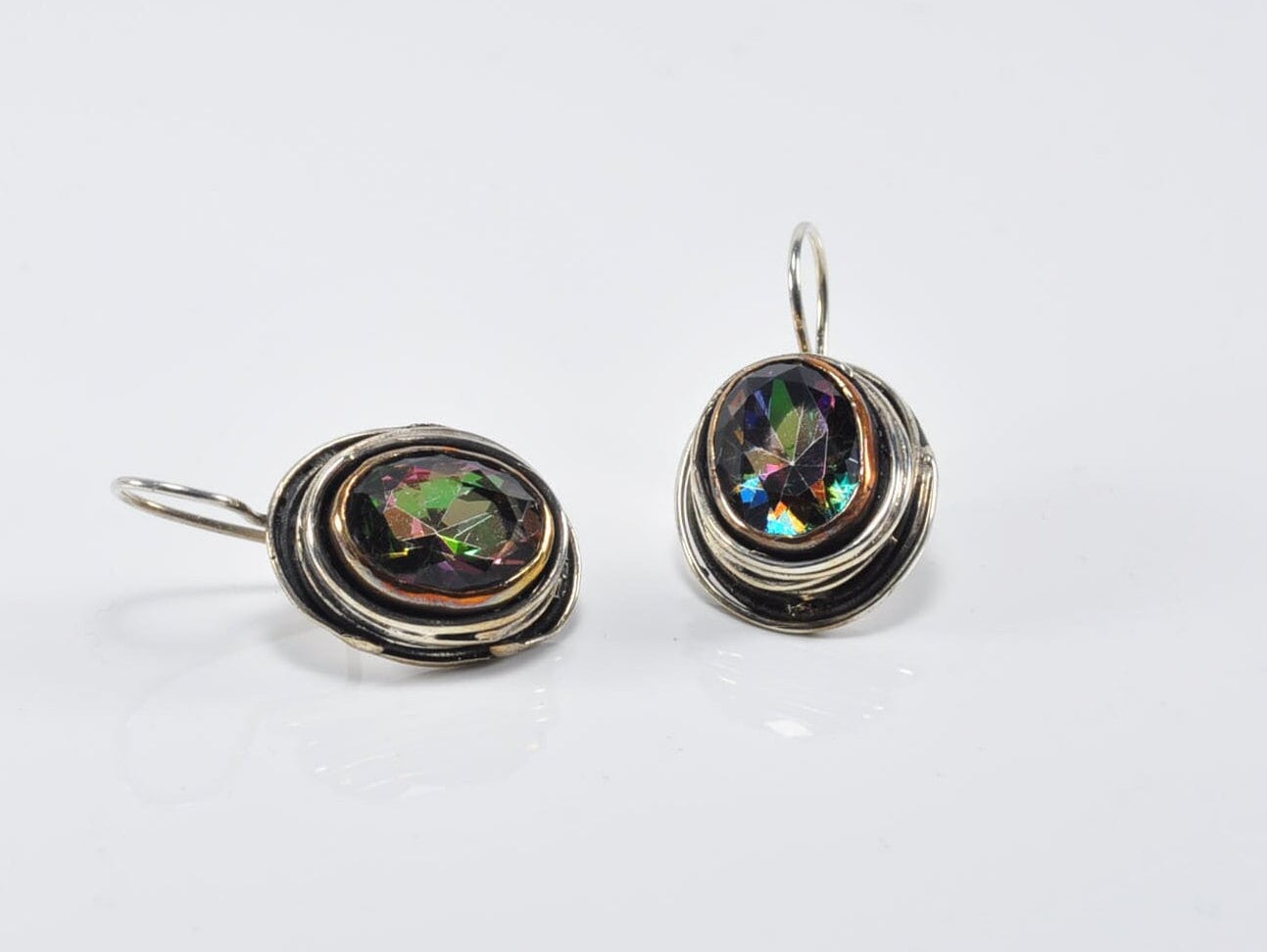 Handmade Genuine Natural Mystic Topaz Silver Earring,Mystic Topaz Earring Jewelry,Handcrafted Earring Gift for Her