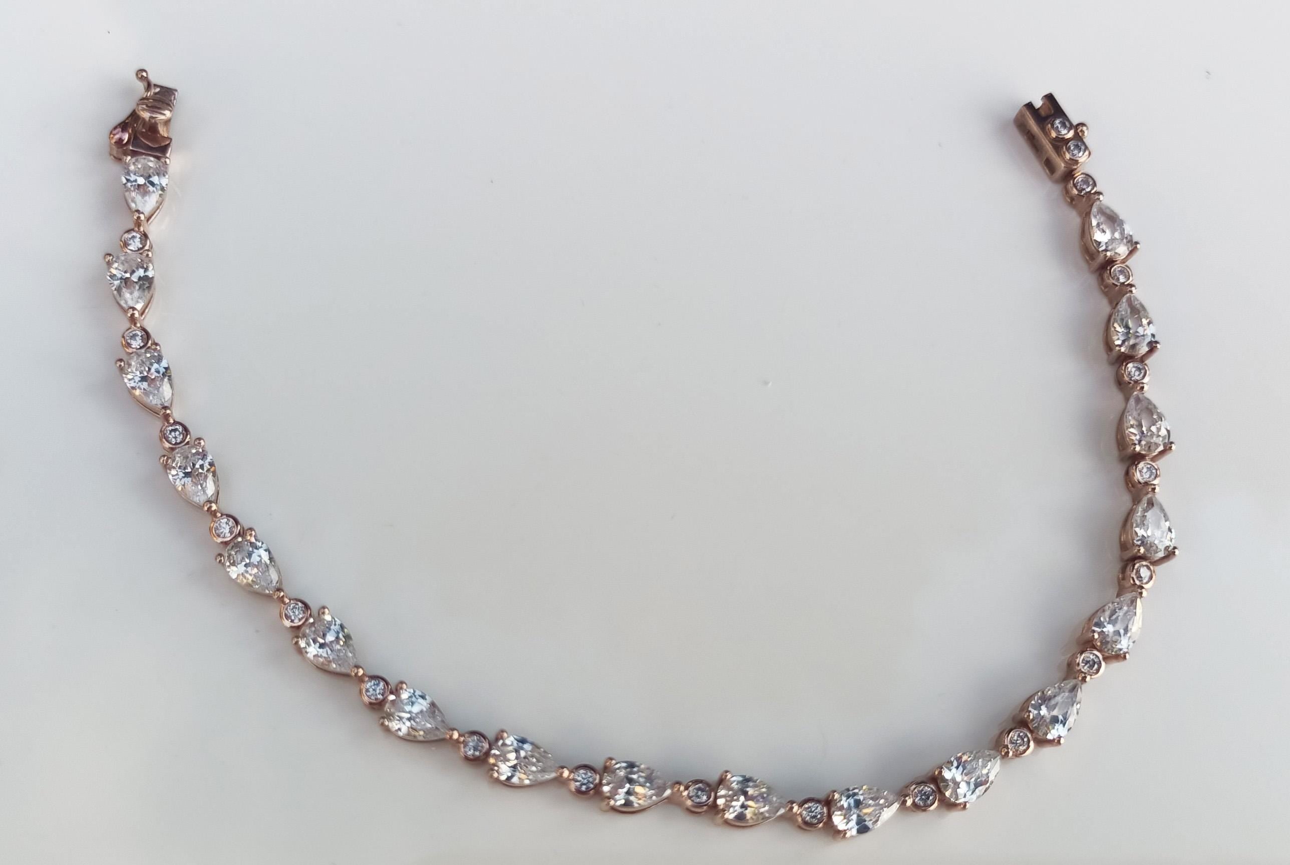 Handmade Genuine Zircon Gemstone Rose Silver Bracelet, Zircon Bracelet Jewelry,Handcrafted, Gift For Her, Wedding Gift