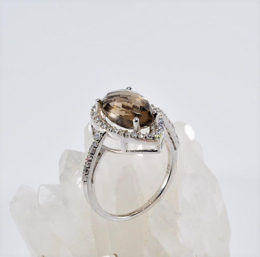 Handmade Citrine and Zircon Silver Ring: Artisan Jewelry Gift