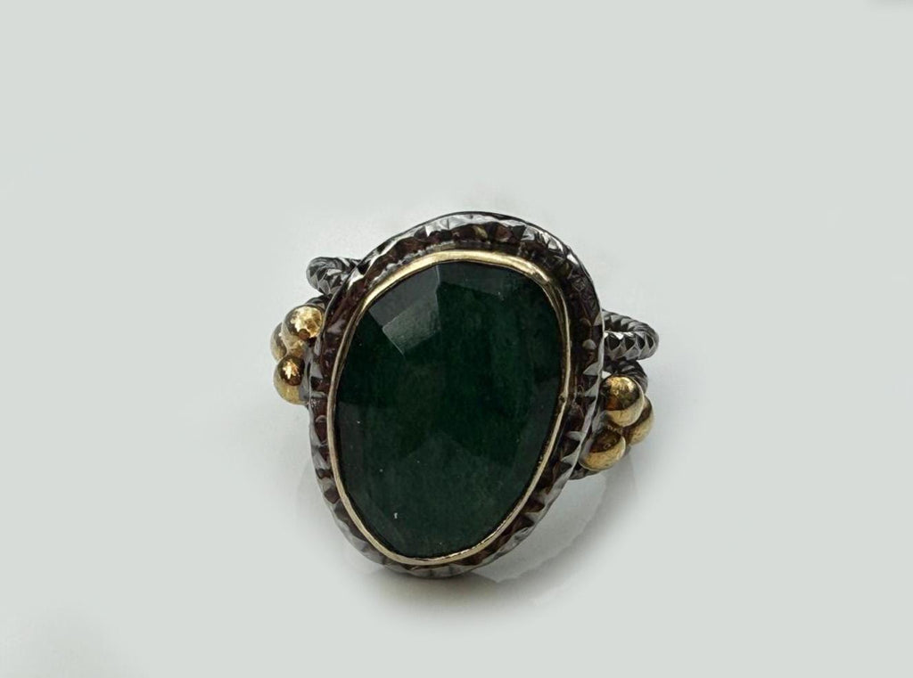 Handmade Genuine Emerald 925 Sterling Silver Ring, Handcrafted Emerald Ring Jewelry,Wedding Ring Gift, Anniversary Gift,Gift for Her