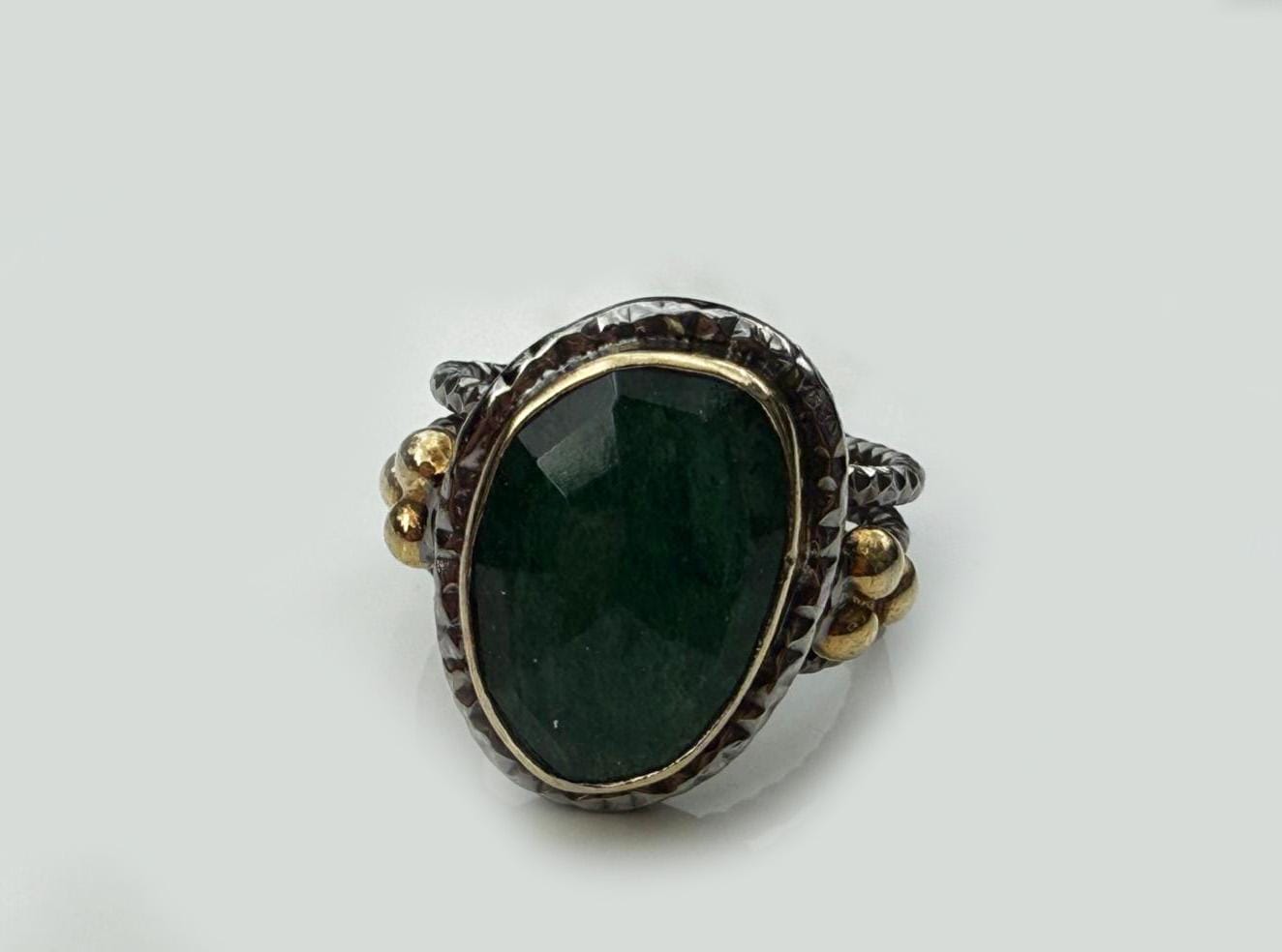 Handmade Genuine Emerald 925 Sterling Silver Ring, Handcrafted Emerald Ring Jewelry,Wedding Ring Gift, Anniversary Gift,Gift for Her