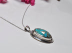 Handmade Turquoise  Silver Necklace,925 Sterling Silver Genuine Authentic Necklace, Turquoise  Gemstone Jewelry Gift for Her