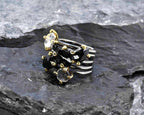 Handmade Genuine Onyx and Quartz Silver Ring,Onyx and Quartz Jewelry , Onyx Quartz Gemstone Ring, Handcrafted Onyx Ring Gift for Her